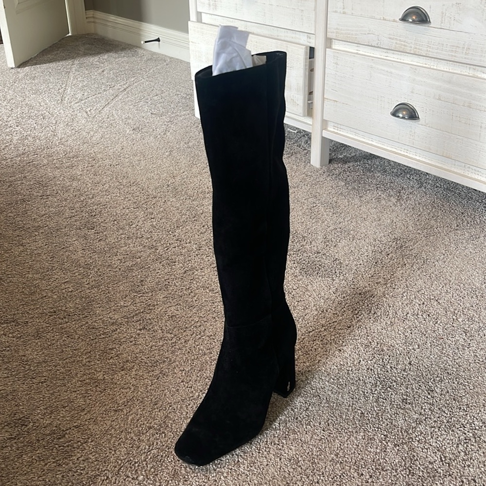 New With Tags Sam Edelman Clarem Black Suede-77 Boots Size 9